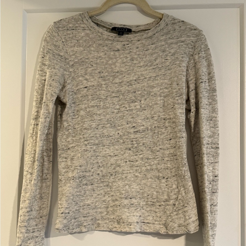 AYR Marled Heathered Gray Cotton Knit Sweater XS